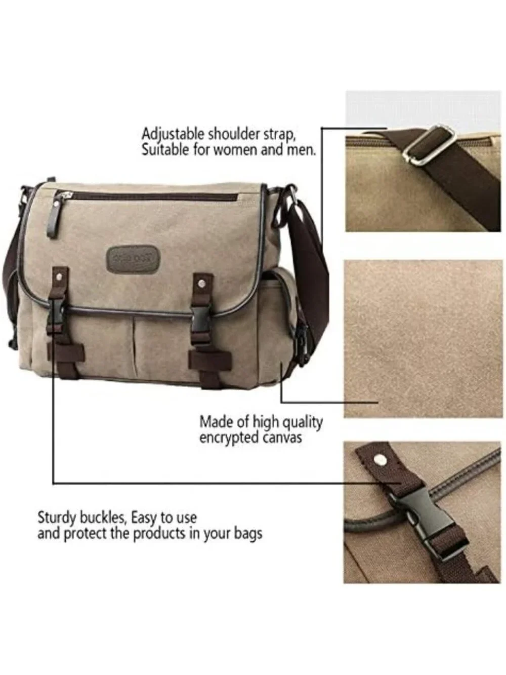 Vintage Canvas Messenger Bag for 13-17
